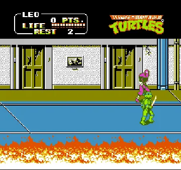 Teenage Mutant Ninja Turtles II - The Arcade Game (USA) (Sample) screen shot game playing